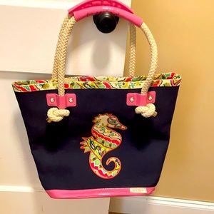 Spartina 449 Navy/Pink Seahorse NWOT Tote